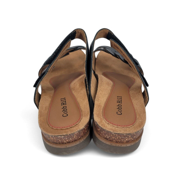 Cobb Hill May Slide Sandals 8.5 Black Leather Comfort Wedge Orthopedic Versatile - Picture 3 of 5